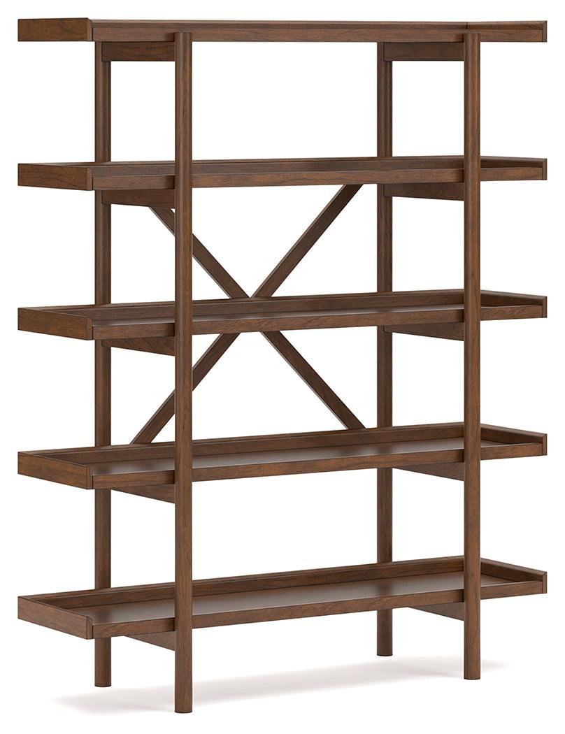 Lyncott Brown 70" Bookcase - Ella Furniture