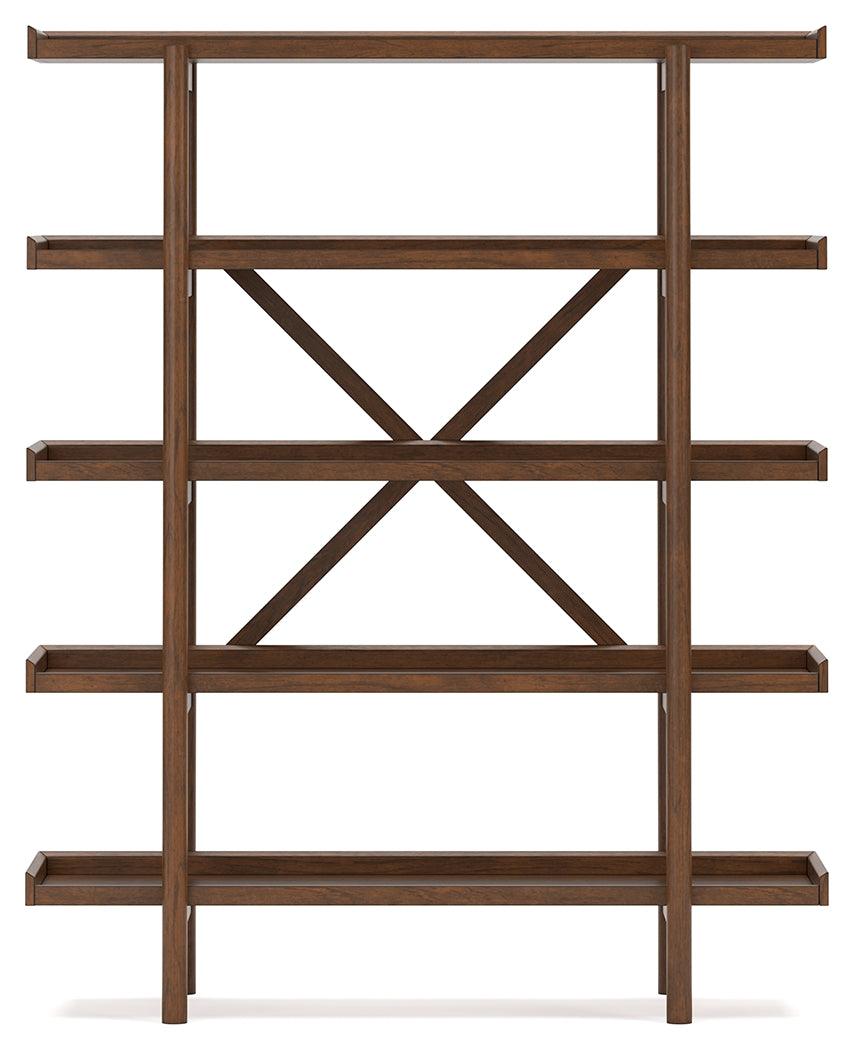 Lyncott Brown 70" Bookcase - Ella Furniture