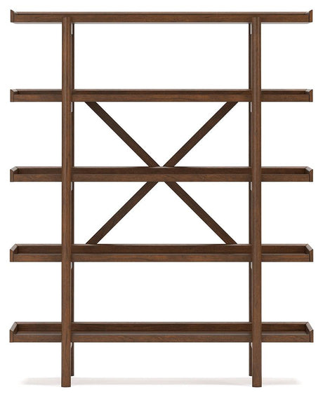 Lyncott Brown 70" Bookcase - Ella Furniture