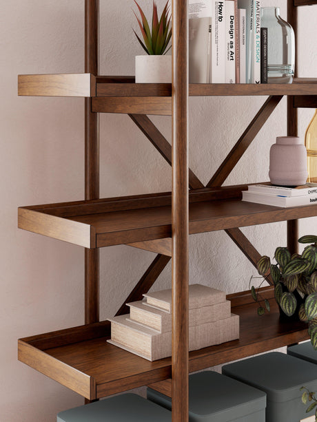 Lyncott Brown 70" Bookcase - Ella Furniture