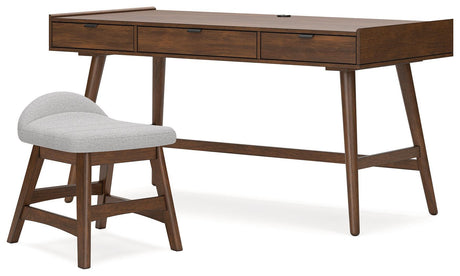 Lyncott Brown Home Office Desk with Chair - Ella Furniture
