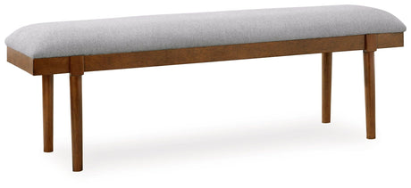Lyncott Gray/Brown 59" Upholstered Dining Bench - Ella Furniture