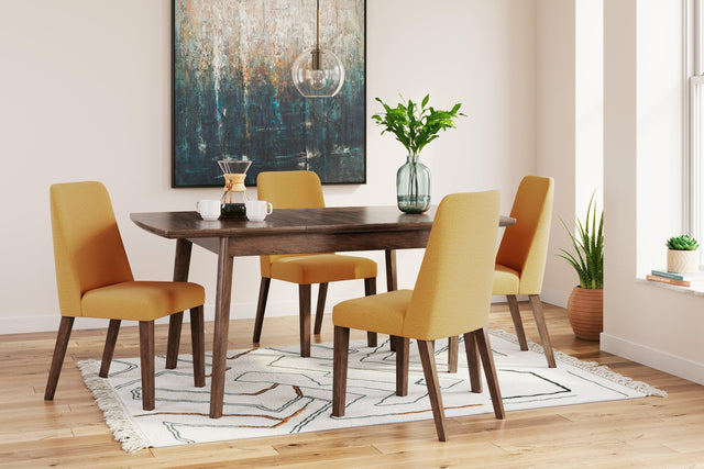 Lyncott Mustard/brown Dining Table And 4 Chairs - Ella Furniture