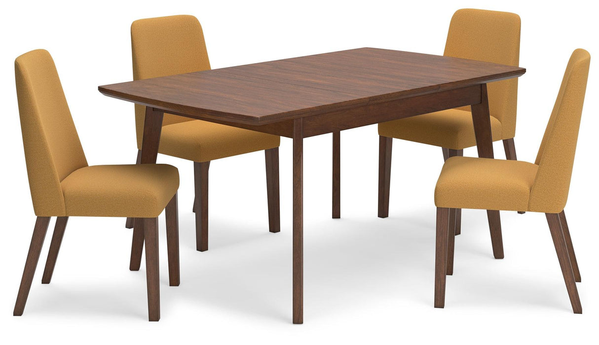 Lyncott Mustard/brown Dining Table And 4 Chairs - Ella Furniture
