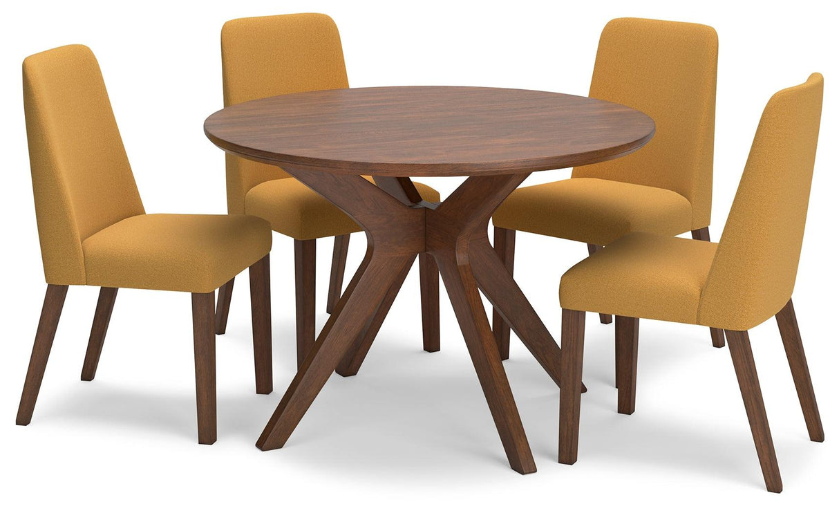 Lyncott Mustard/brown Dining Table And 4 Chairs PKG015477 - D615-15 | D615-04 | D615-04 - Ella Furniture