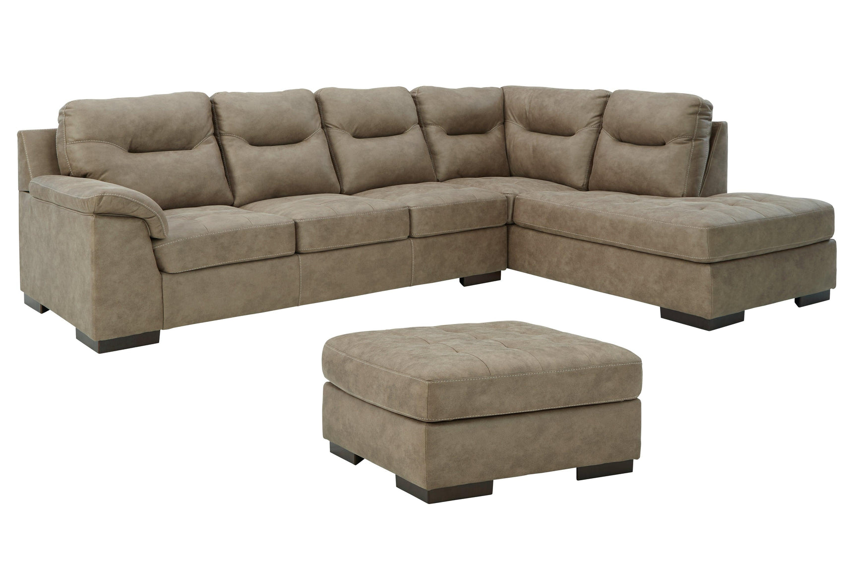 Maderla Pebble 2-Piece Sectional With Ottoman - Ella Furniture