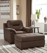 Maderla Walnut Chair And Ottoman - Ella Furniture