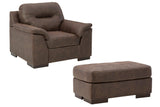 Maderla Walnut Chair And Ottoman - Ella Furniture