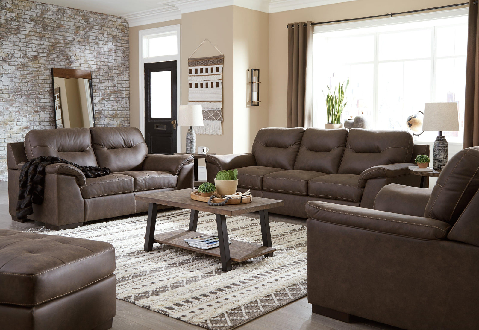 Maderla Walnut Sofa, Loveseat And Chair - Ella Furniture