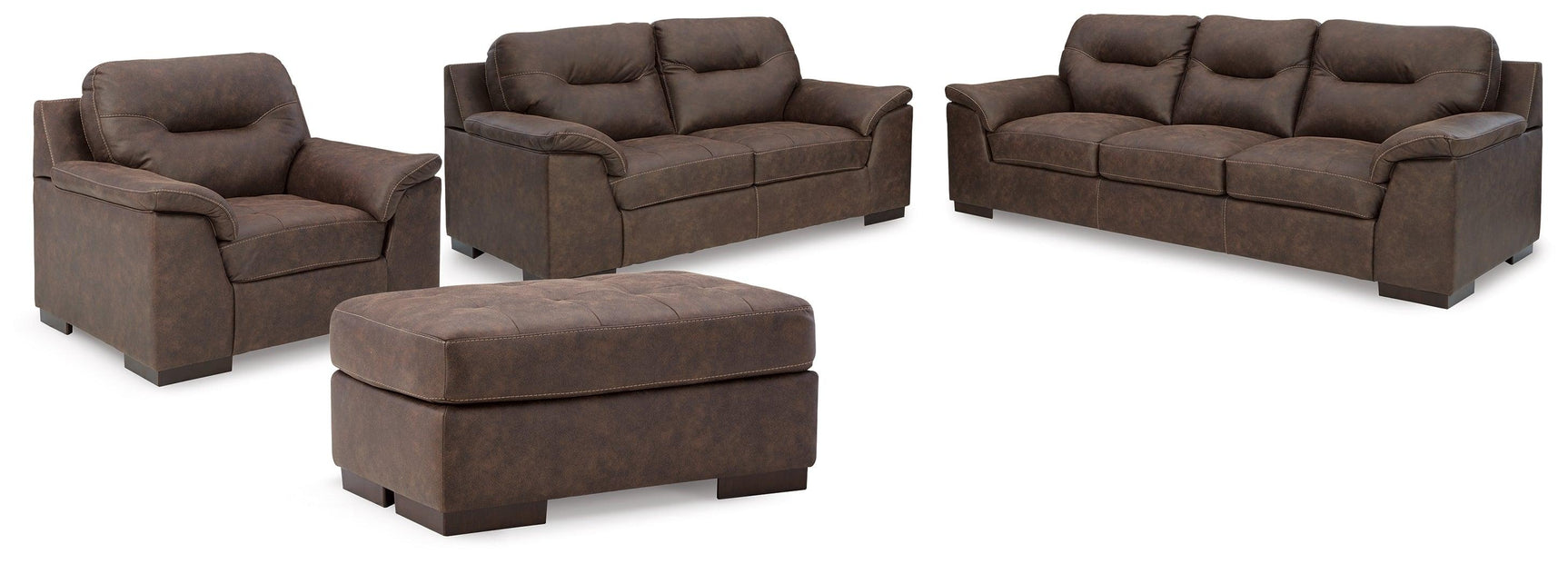 Maderla Walnut Sofa, Loveseat, Chair And Ottoman - Ella Furniture