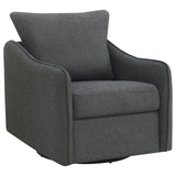 Madia Boucle Upholstered Swivel Glider Chair Charcoal Grey 903393 - Ella Furniture