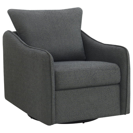 Madia Boucle Upholstered Swivel Glider Chair Charcoal Grey 903393 - Ella Furniture