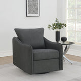 Madia Boucle Upholstered Swivel Glider Chair Charcoal Grey 903393 - Ella Furniture