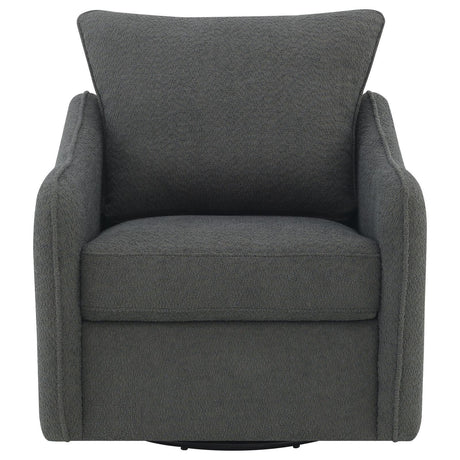 Madia Boucle Upholstered Swivel Glider Chair Charcoal Grey 903393 - Ella Furniture