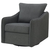 Madia Boucle Upholstered Swivel Glider Chair Charcoal Grey 903393 - Ella Furniture