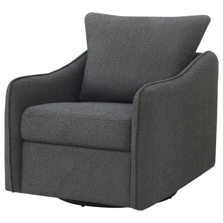Madia Boucle Upholstered Swivel Glider Chair Charcoal Grey 903393 - Ella Furniture