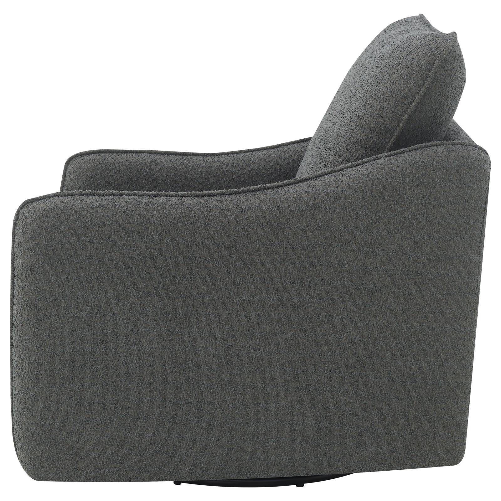 Madia Boucle Upholstered Swivel Glider Chair Charcoal Grey 903393 - Ella Furniture