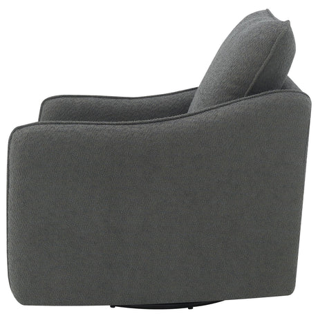Madia Boucle Upholstered Swivel Glider Chair Charcoal Grey 903393 - Ella Furniture