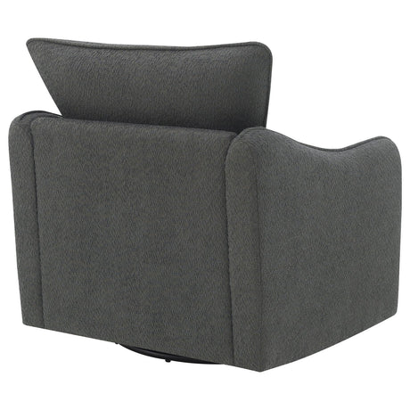 Madia Boucle Upholstered Swivel Glider Chair Charcoal Grey 903393 - Ella Furniture