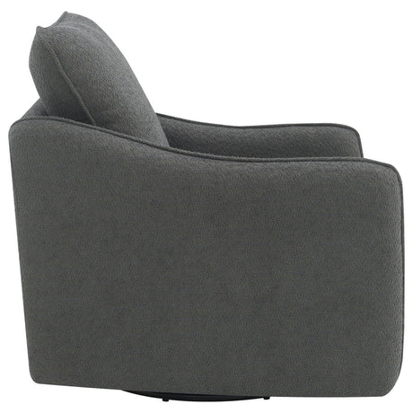 Madia Boucle Upholstered Swivel Glider Chair Charcoal Grey 903393 - Ella Furniture