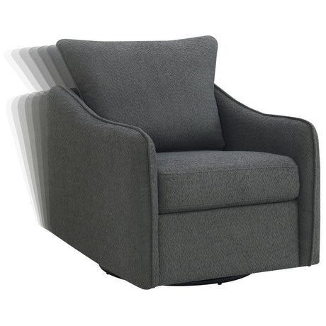 Madia Boucle Upholstered Swivel Glider Chair Charcoal Grey 903393 - Ella Furniture