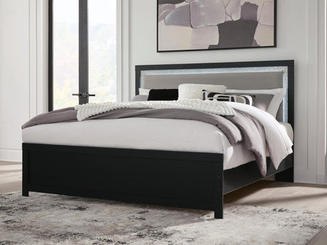 Maeling Black King Upholstered Panel Bed view 2