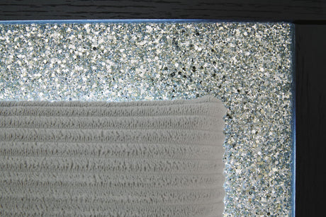 Maeling Black Queen Upholstered Panel Bed finish detail
