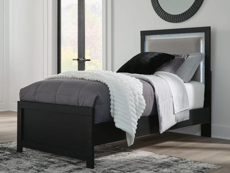 Maeling Black Twin Upholstered Panel Bed view 2