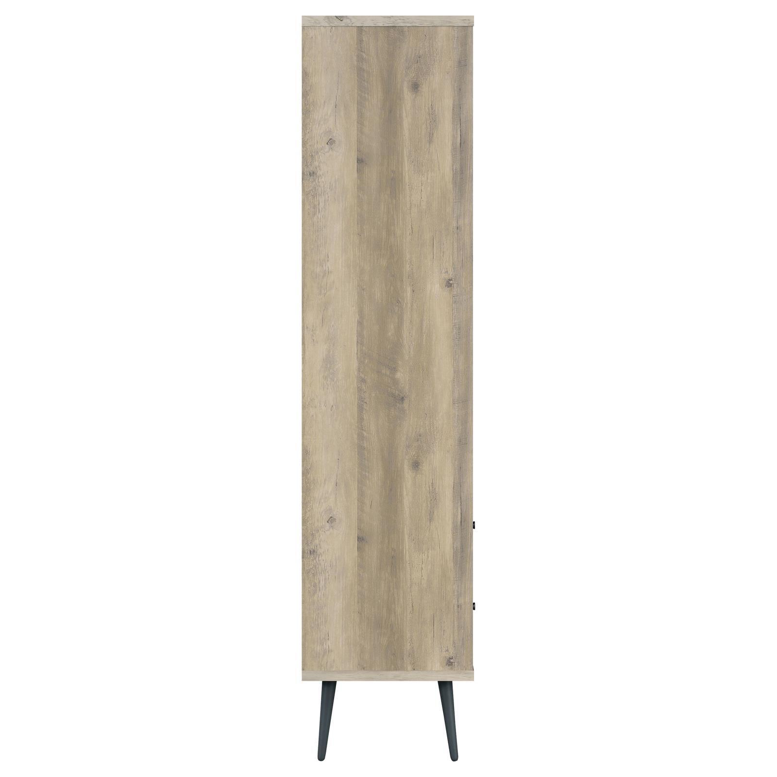 Maeve 3-Shelf Engineered Wood Bookcase With Drawers Antique Pine And Grey 801923 - Ella Furniture