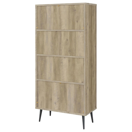Maeve 3-Shelf Engineered Wood Bookcase With Drawers Antique Pine And Grey 801923 - Ella Furniture