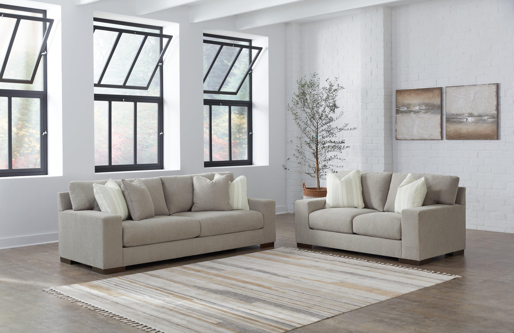 Maggie Flax Sofa, Loveseat, Chair And Ottoman - Ella Furniture