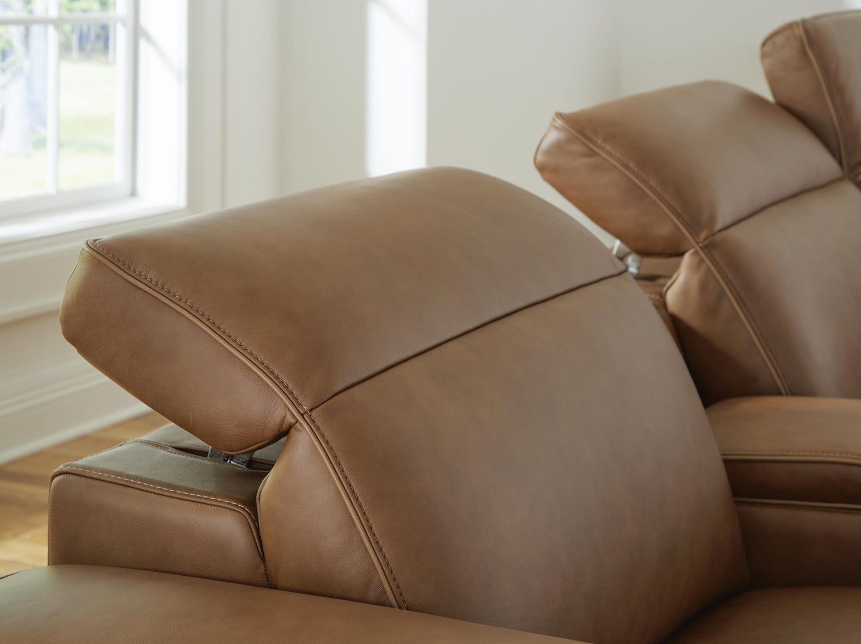 Magic Man Caramel 5-Piece Power Reclining Sectional with Console from Ella Furniture