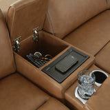 Magic Man Caramel 5-Piece Power Reclining Sectional with Console detail view