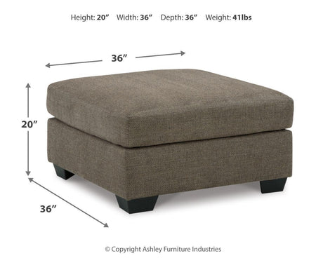 Mahoney Chocolate 2-Piece Sectional With Ottoman - Ella Furniture