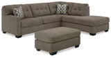 Mahoney Chocolate 2-Piece Sectional With Ottoman PKG015088 - 31005S2 | 3100508 - Ella Furniture