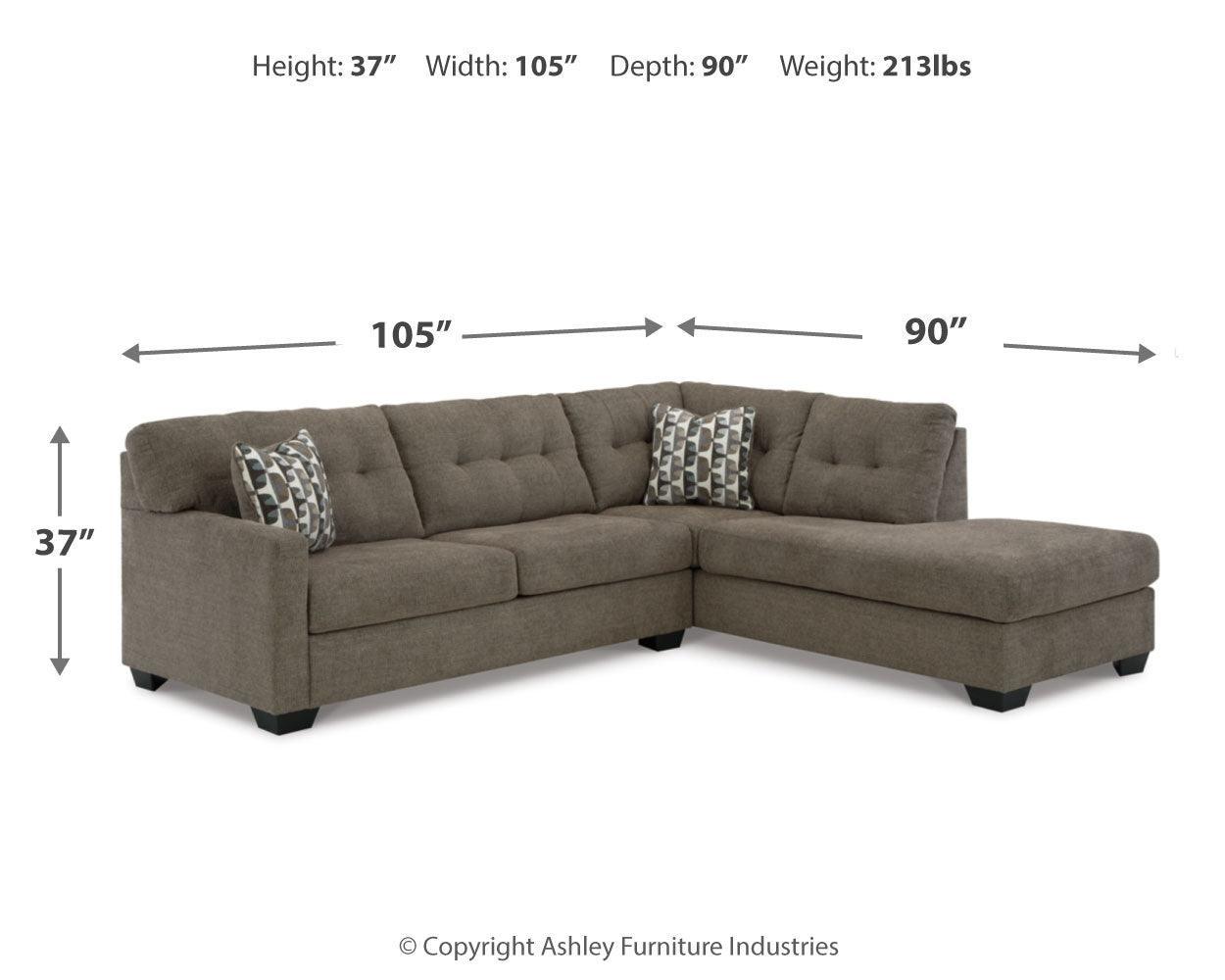 Mahoney Chocolate 2-Piece Sectional With Ottoman PKG015088 - 31005S2 | 3100508 - Ella Furniture