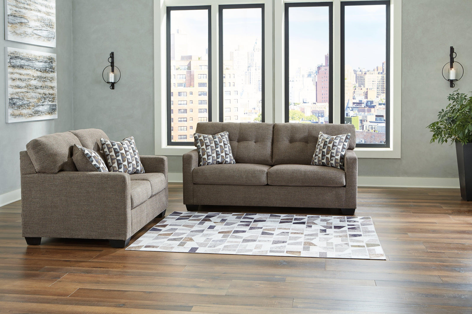 Mahoney Chocolate Sofa And Loveseat - Ella Furniture