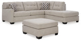 Mahoney Pebble 2-Piece Sectional With Ottoman - Ella Furniture