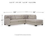 Mahoney Pebble 2-Piece Sectional With Ottoman - Ella Furniture