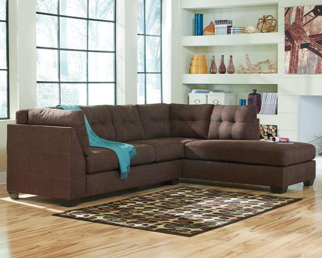 Maier Walnut 2-Piece Sectional With Ottoman - Ella Furniture