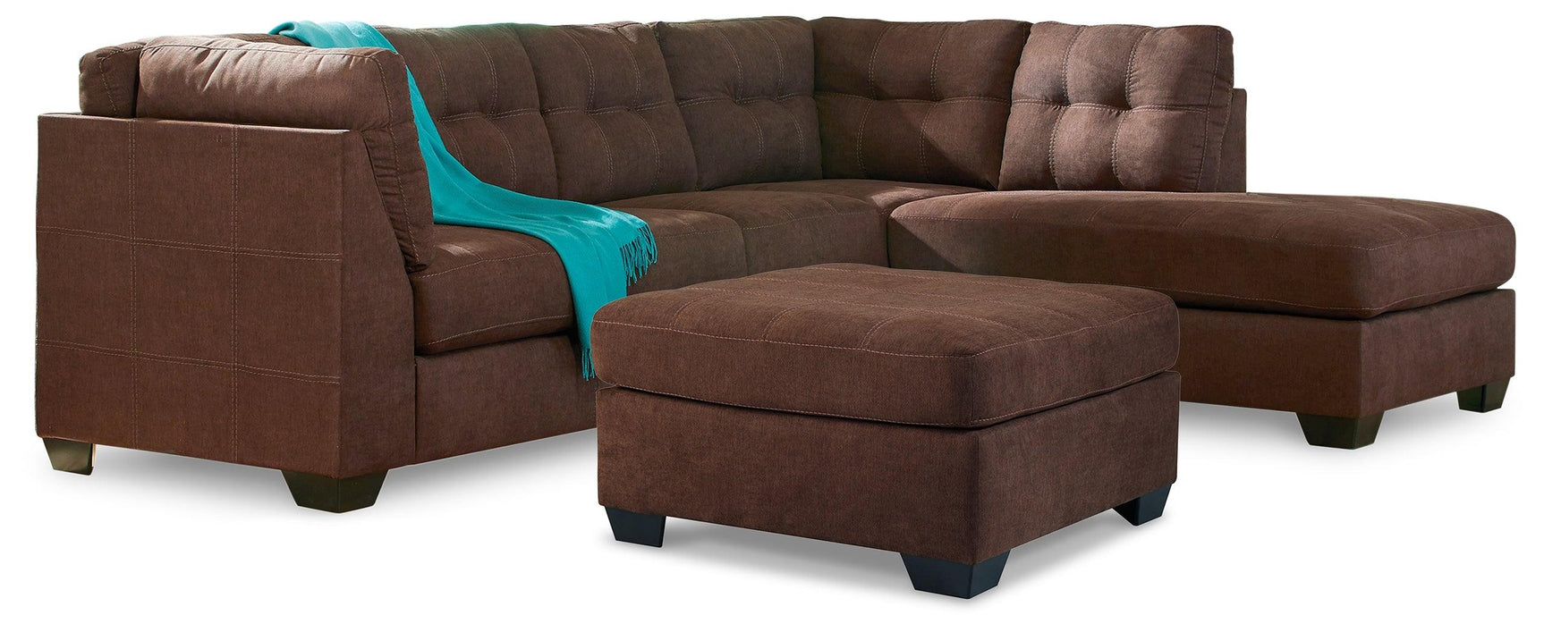 Maier Walnut 2-Piece Sectional With Ottoman - Ella Furniture