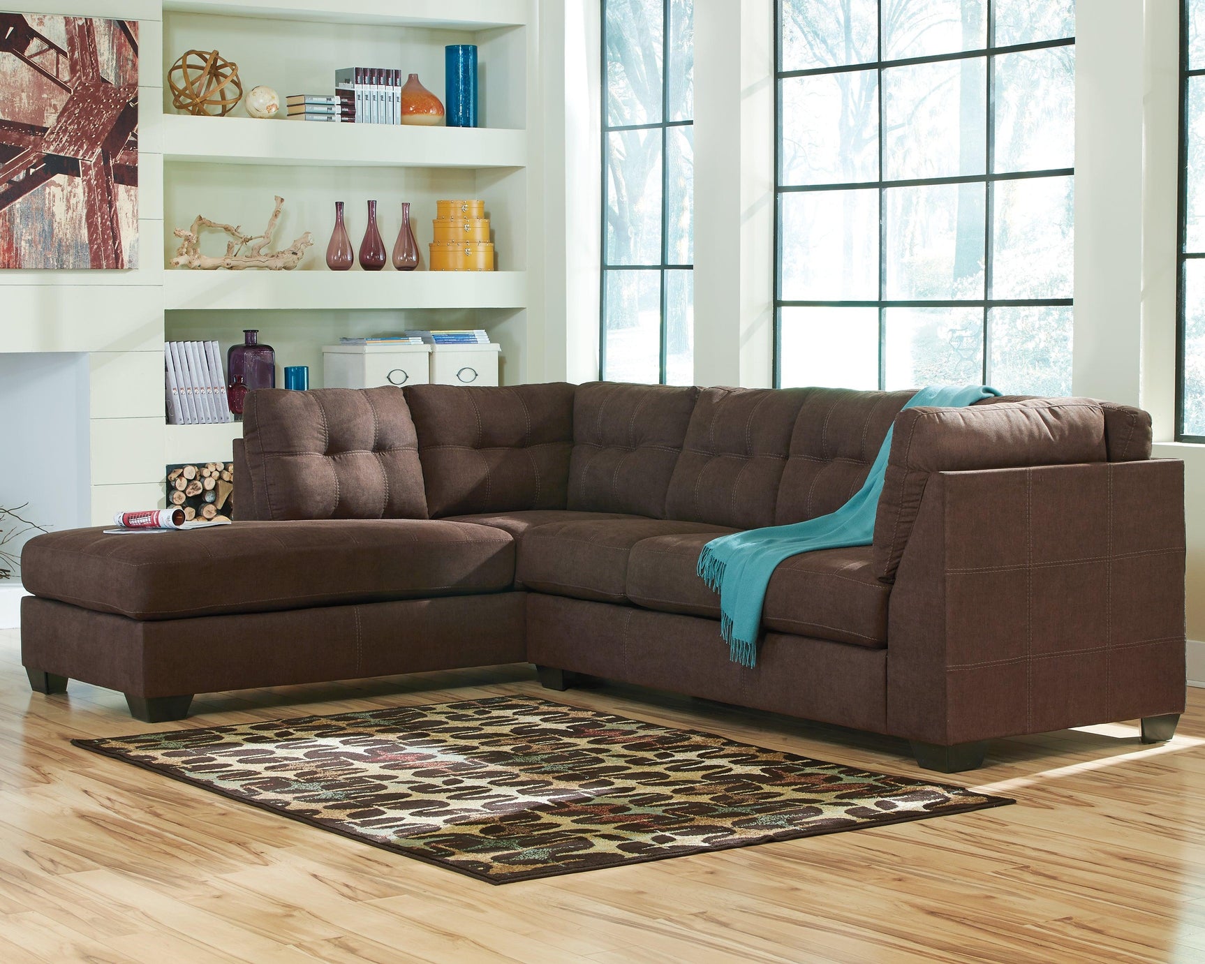 Maier Walnut 2-Piece Sectional With Ottoman PKG010961 - 45221S1 | 4522108 - Ella Furniture