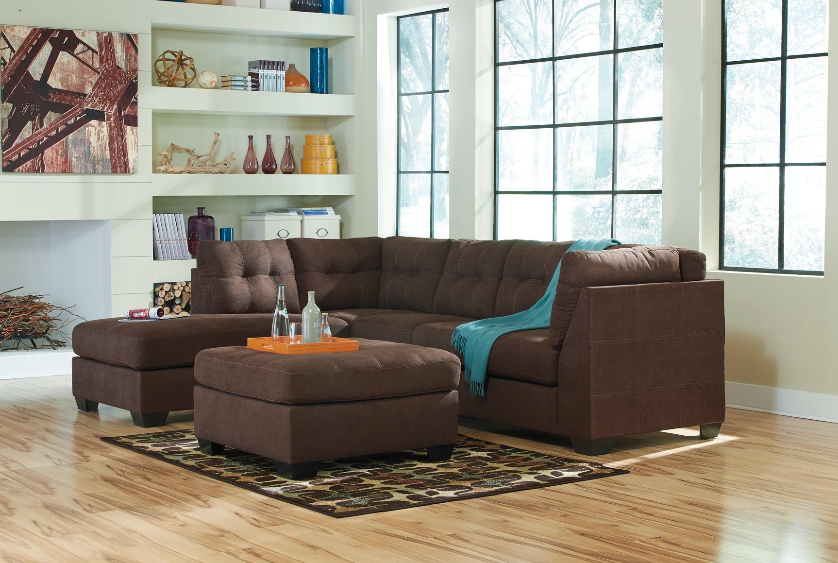 Maier Walnut 2-Piece Sectional With Ottoman PKG010961 - 45221S1 | 4522108 - Ella Furniture