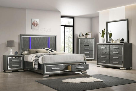 Maisy Gray LED Bedroom Set - Ella Furniture