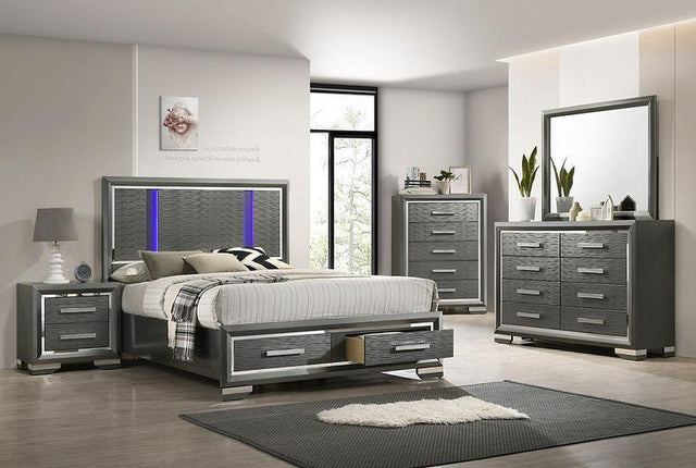 Maisy Gray LED Bedroom Set - Ella Furniture