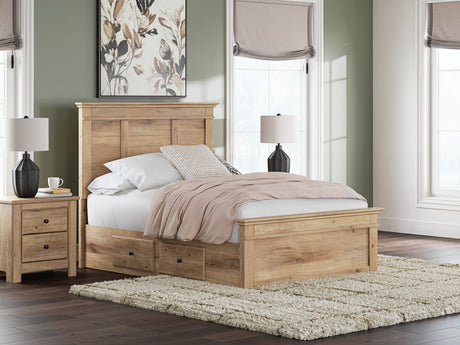 Makidern Tan Full Panel Storage Bed view 2