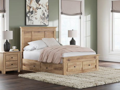 Makidern Tan Full Panel Storage Bed view 2