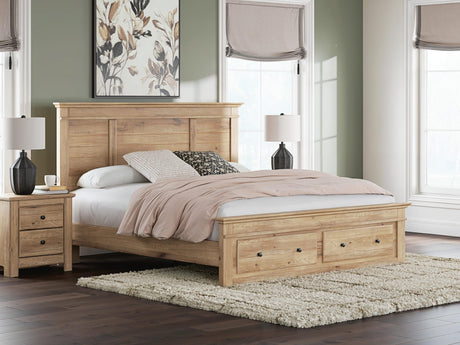 Makidern Tan King Panel Storage Bed from Ella Furniture