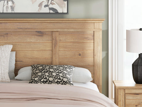 Makidern Tan King Panel Storage Bed detail view