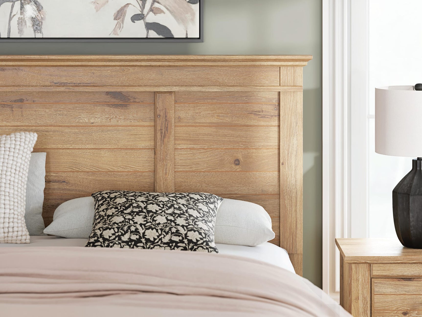 Makidern Tan King Panel Storage Bed detail view